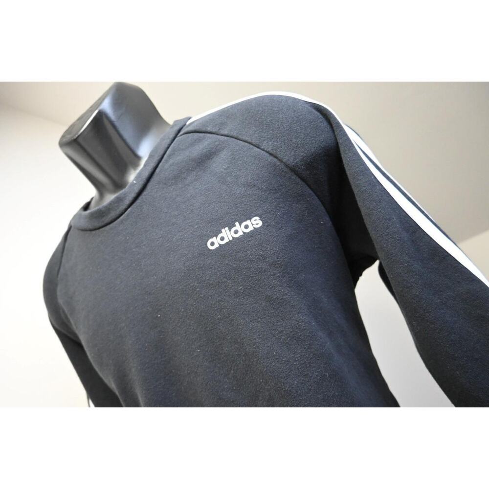 Adidas Sweatshirt Black Striped Fleece‎ Athletic Pullover Sweater Womens Sz XL